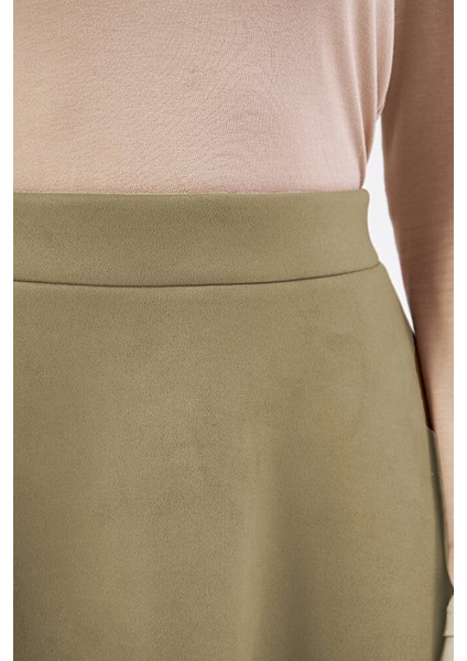 Midi Boy Süet Kiloş Etek Vizon modelleri