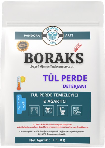 Boraks Katkılı Doğal Toz 1500 gr Tül Perde Temizleyici Deterjan