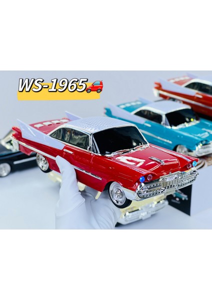 WS-1965 Yeni Dodge 59 Klasik Araba Kablosuz Bluetooth Hoparlör Speaker 10 Watt Fm Radyo Sd Kart USB fiyatları