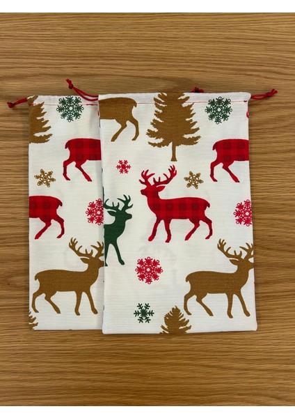 Hediye Paketi 20X30CM Yılbaşı Geyik Desenli Hediye Kesesi Kumaş modelleri