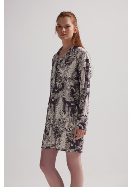 Kadın Viskon Uzun Kollu Gömlek Gecelik modelleri