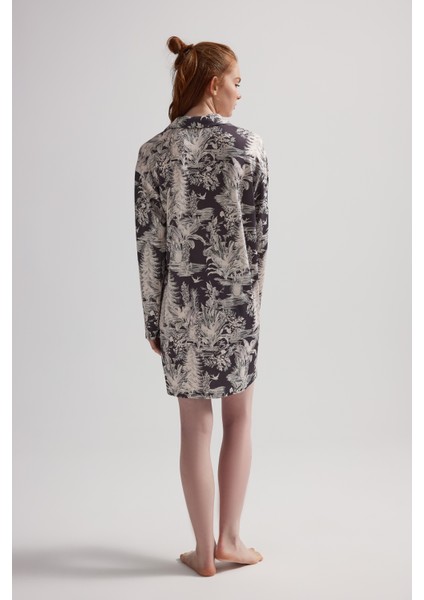 Kadın Viskon Uzun Kollu Gömlek Gecelik fırsatları