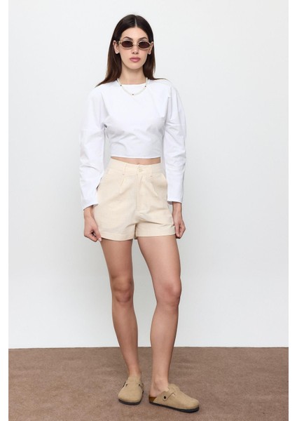 Bej Mini Şort