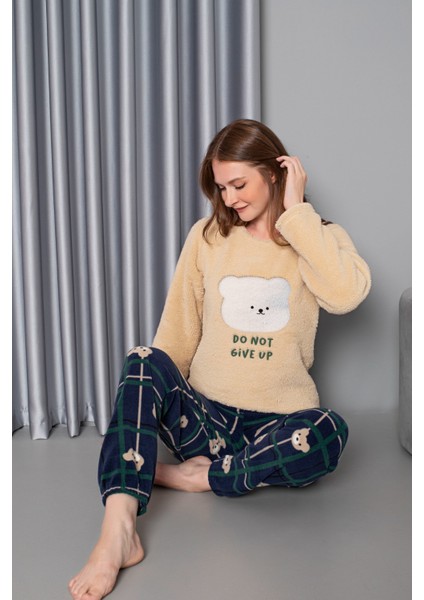 Teddy Pelüş Ladt Underwear Collection2'li Bej Pijamatakımı modelleri