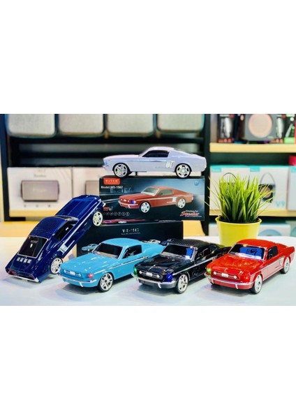 1967 Model Mastang Klasik Araba Kablosuz Bluetooth Hoparlör Speaker 10 Watt Tws Fm Radyo Sd Kart USB fırsatları