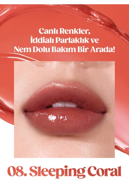 Yoğun Nemlendirme Sunan Vegan Dudak Balmı PERIPERA Ink Mood Glowy Balm (8Sleeping Coral)(Night Peri)