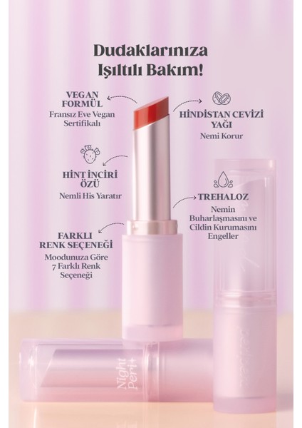 Yoğun Nemlendirme Sunan Vegan Dudak Balmı PERIPERA Ink Mood Glowy Balm (8Sleeping Coral)(Night Peri)