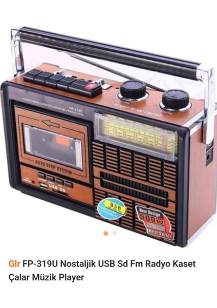 Fp 319U Taşınabilir Hoparlör Retro USB Kart Fm Radyo Kaset Teyp Çalar Playback Pilli Müzik Player
