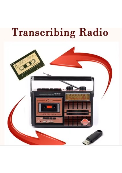 Fp 319U Taşınabilir Hoparlör Retro USB Kart Fm Radyo Kaset Teyp Çalar Playback Pilli Müzik Player fırsatları