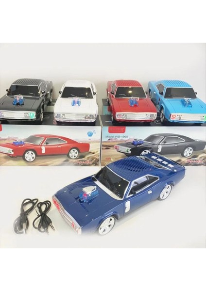 1968 Model Taşınabilir Klasik Araba Kablosuz Bluetooth Hoparlör Speaker 10 Watt Fm Radyo Sd Kart USB modelleri