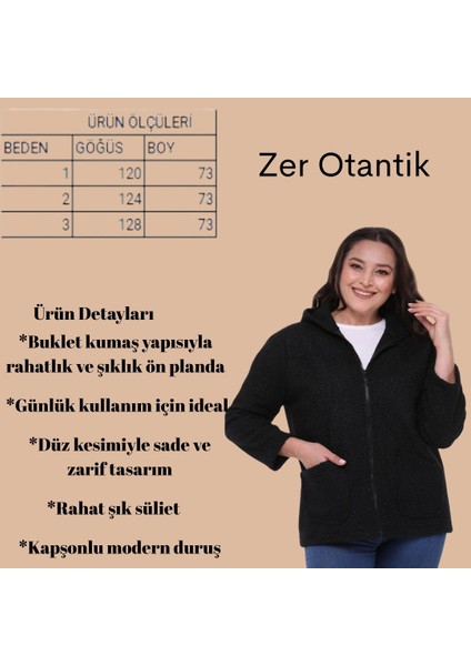 Kapüşonlu Buklet Büyük Beden Kısa Mont Hardal indirimleri