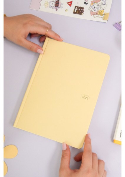 Youna 2026 Yılı A5 Ajanda 15X21 cm - 12 Aylık - Dikey Tasarım – Sarı
