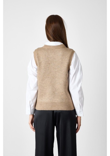 Camel Ekoseli Bisiklet Yaka Yelek fırsatları