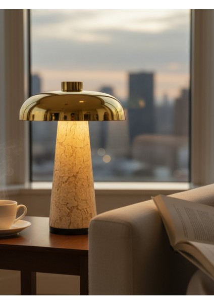 Masa Lambası Traverten Gold