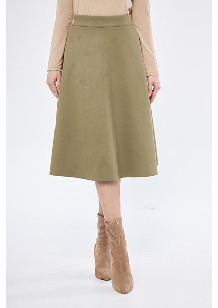 Midi Boy Süet Kiloş Etek Vizon fiyatları