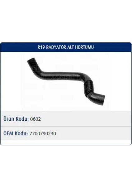 M0602 Radyator Hortumu Alt 7700790240