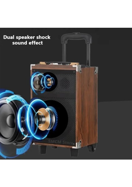 Baab B-Q8 Taşınabilir Ahşap Şarjlı Bluetooth Hoparlör Rms 8 Inc Müzik Çalar Ses Sistemi 40 Watt fırsatları
