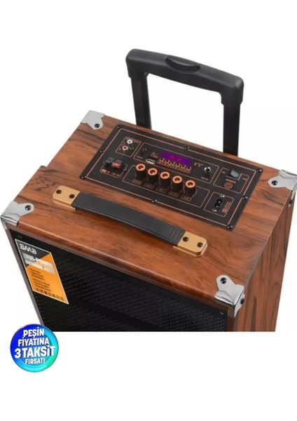 Baab B-Q8 Taşınabilir Ahşap Şarjlı Bluetooth Hoparlör Rms 8 Inc Müzik Çalar Ses Sistemi 40 Watt