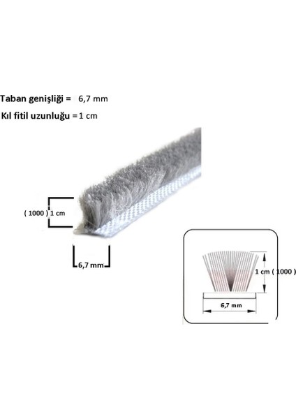 Cam Balkon ve Sürgülü 1000’LÜK Kıl Fitil – 30 Metre | 6,7 mm Taban Genişliği – 1 cm Kıl Uzunluğu