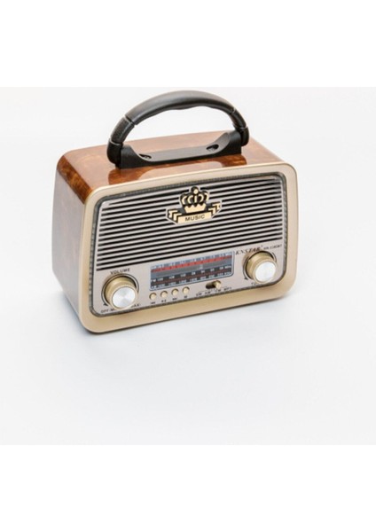Şarjlı Ledli Retro Ahşap Radyo Mp3 Çalar KN-1183BT