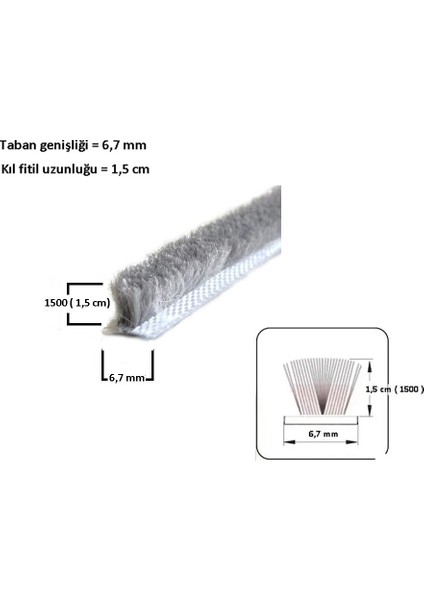 Sürme ve Cam Balkon - 1500’LÜK Kıl Fitil – 30 Metre | 6,7 mm Taban Genişliği – 1,5 cm Kıl Uzunluğu