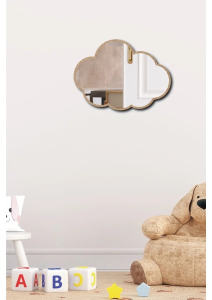 (1 Adet) Bulut Figürlü Çocuk Odası Dekoratif Ayna Pleksi Gümüş Renk
