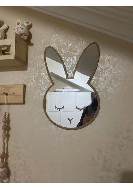 Tavşan Figürlü Çocuk Odası Dekoratif Pleksi Ayna 1 Adet