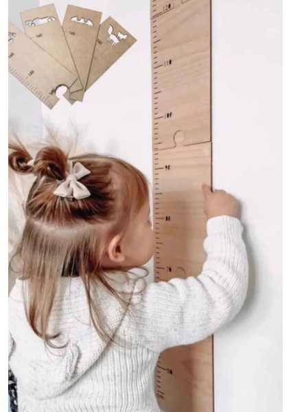 Çocuk Odası Ahşap Büyüme Gelişim Boy Ölçme Cetveli