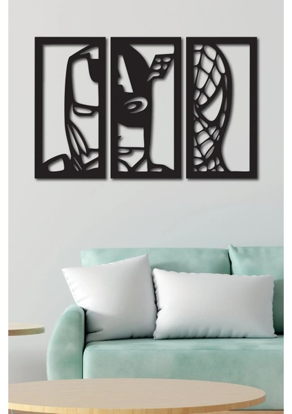 (3'lü) Süper Kahraman Dekoratif Ahşap Tablo Dekor modelleri