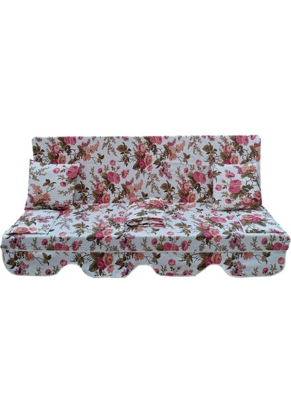 Süngersiz 3 Kişilik Salıncak Minder Seti (Pamuklu Kumaş)-Ingiliz Gülü Pembe