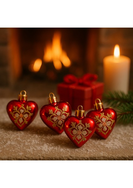 YILBAŞI SÜSÜ 8cm Kalp Işıltısı – 6’lı Yılbaşı Ağaç Süsü-Yeni Yıl Aşkı – Kalp Şeklinde Ağaç Süsleri modelleri