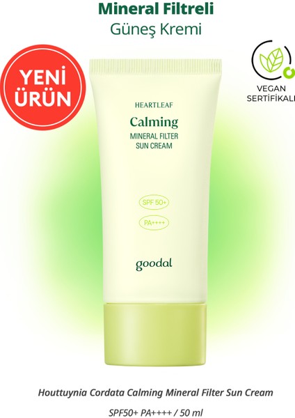 Heartleaf Calming Mineral Filter Sun Cream - Houttuynia Cordata Özlü Mineral Filtreli Güneş Kremi Spf 50+ Pa++++