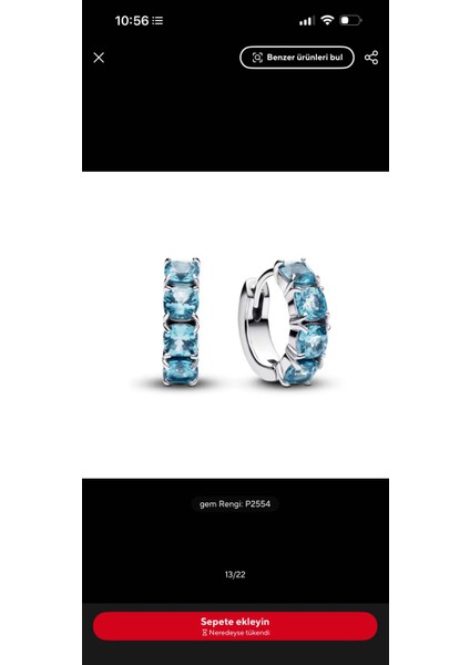 Zirkon Taşlı Açık Mavi Halka Küpe S925