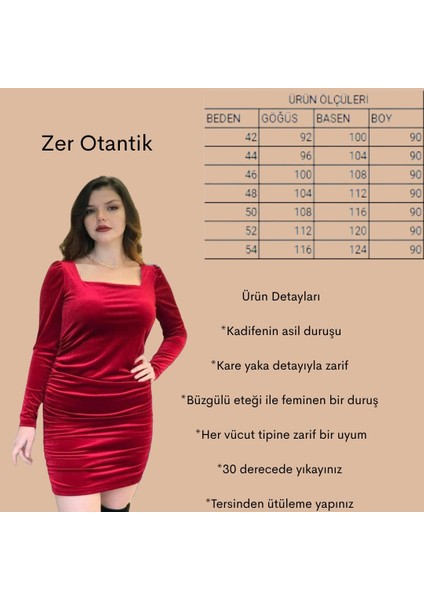 Kare Yaka Detay Büyük Beden Kadife Elbise fırsatları