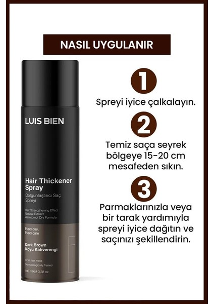 Saç Dolgunlaştırıcı Sprey - Koyu Kahverengi 100 Ml. modelleri
