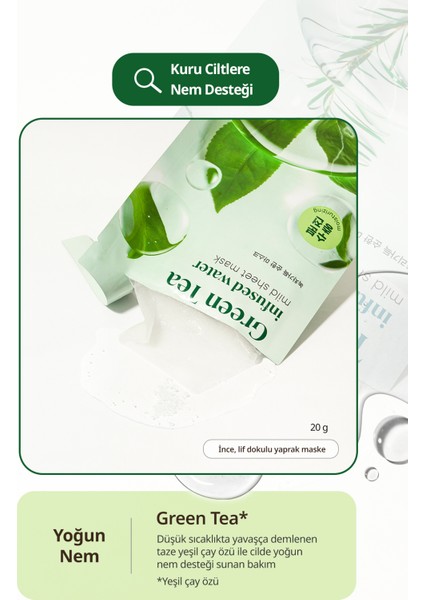 Green Tea Infused Water Mild Sheet Mask - Nemlendirici Yeşil Çay Maskesi fırsatları