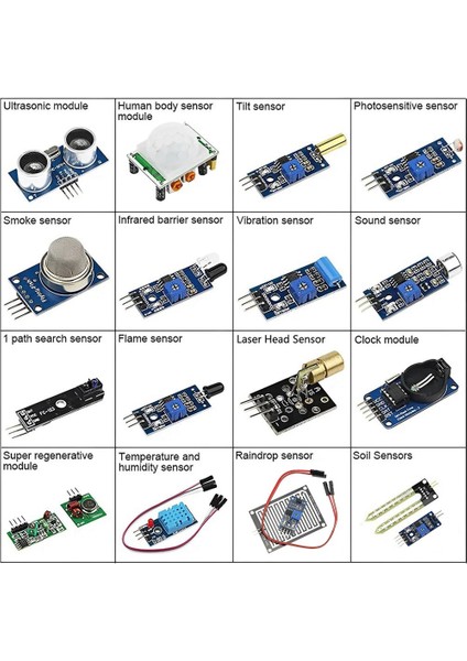 16 Arada 1 Akıllı Sensör Modülleri Kiti Öğrenim Kiti Ahududu PI/STM32/UNO R3/51 Mikrodenetleyici Için (Yurt Dışından) fiyatları