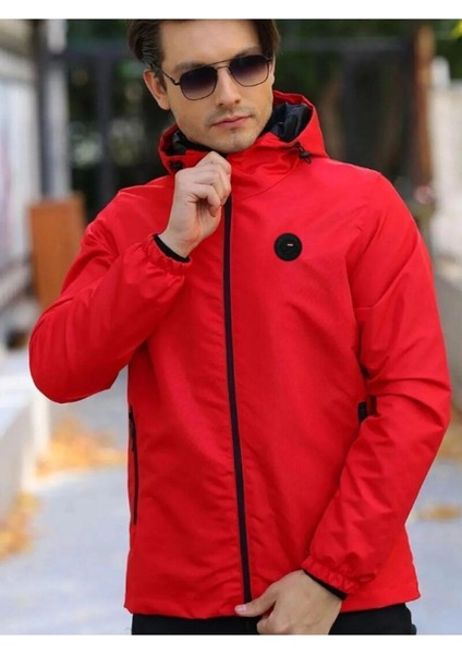 İçi Astarlı Su ve Rüzgar Geçirmez Erkek Cepli Yağmurluk