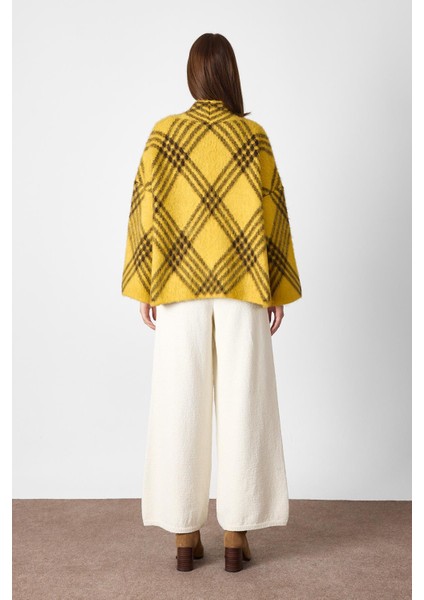 Hardal Ekoseli Oversize Triko Hırka fırsatları