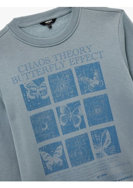 Uzun Kollu Bisiklet Yaka Şardonlu Baskılı Sweatshirt modelleri