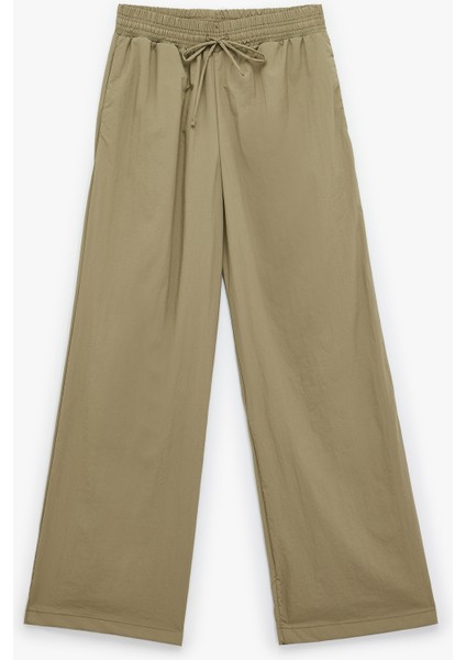 Rahat Kalıp Bağcıklı Yüksek Bel Geniş Paça Spor Eşofman Altı