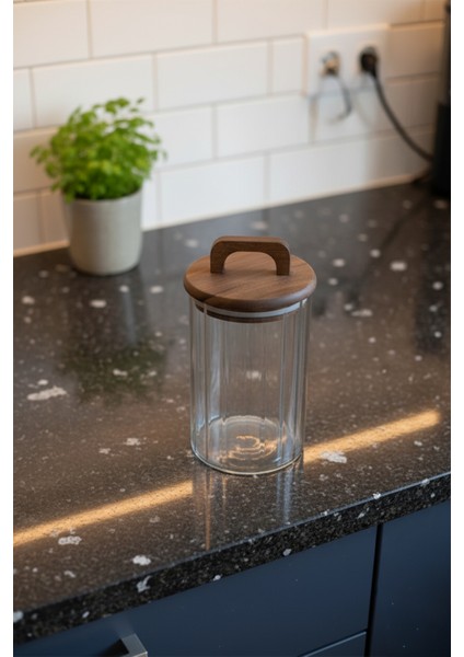 Borosilikat Akasya Cam Kulplu Kavanoz 950ML