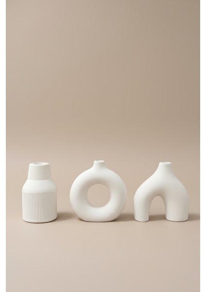 Modern Bohem Tarz Beton Vazo 3’lü Set – Dekoratif Minimal Set modelleri