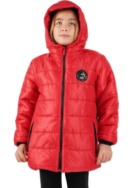 İçi Kürklü Su ve Rüzgar Geçirmez Kapüşonlu Kız Çocuk Mont