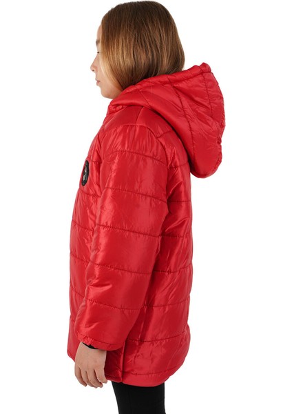 İçi Kürklü Su ve Rüzgar Geçirmez Kapüşonlu Kız Çocuk Mont