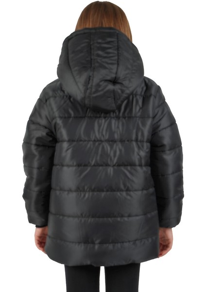 İçi Kürklü Su ve Rüzgar Geçirmez Kapüşonlu Kız Çocuk Mont