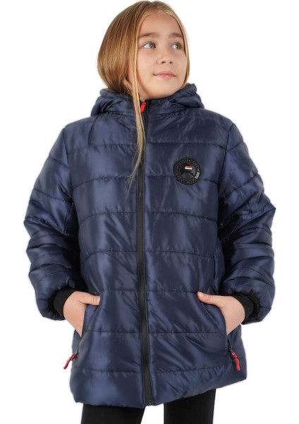 İçi Kürklü Su ve Rüzgar Geçirmez Kapüşonlu Kız Çocuk Mont