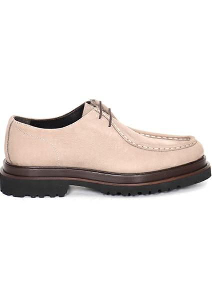 Hakiki Nubuk Deri Modern Bej Loafer Erkek Ayakkabı Eva Taban - 3094
