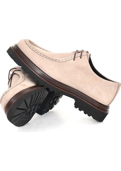 Hakiki Nubuk Deri Modern Bej Loafer Erkek Ayakkabı Eva Taban - 3094 fırsatları