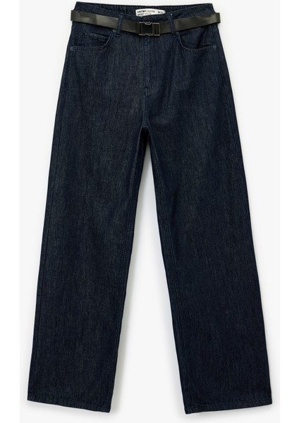 Pamuklu Normal Bel Kemer Detaylı Rahat Kalıp Baggy Jean Pantolon - Baggy Jeans fırsatları